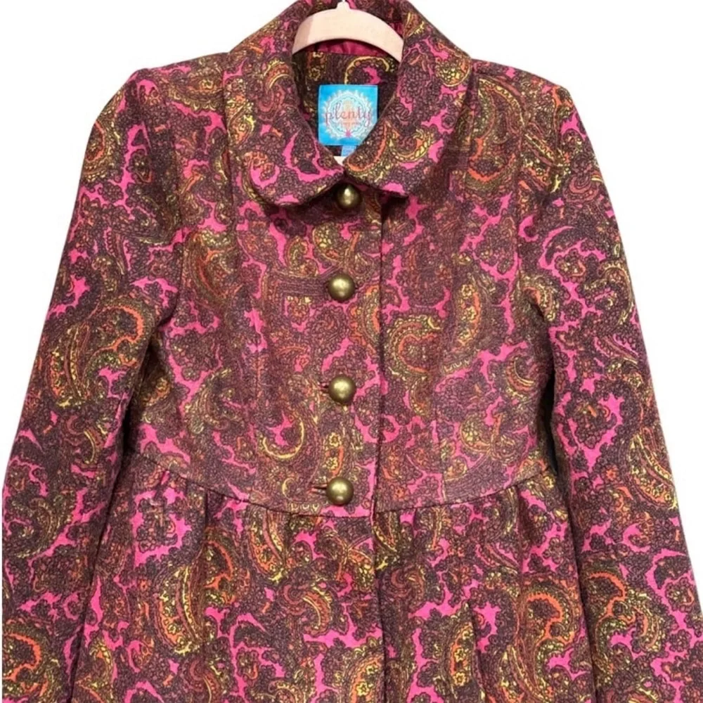 Anthropologie Plenty By Tracy Reece Plum Paisley Coat‎